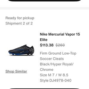 Nike Mercurial Vapor 15 Elite Black and Hyper Royal Cleats